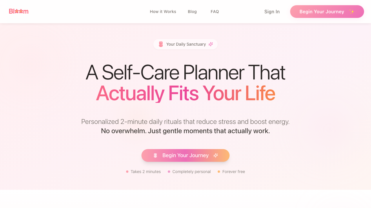 Bloom Self Care Planner
